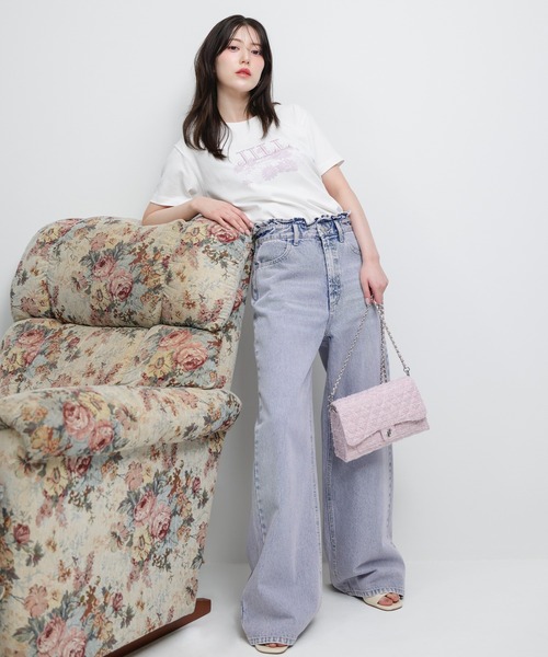 JILL by JILL STUART(ジルバイジルスチュアート)の「ウエストフリルワイドデニム(デニムパンツ・レディース・ブルー/ピンク・MEDIUM/SMALL)」の3枚目の写真