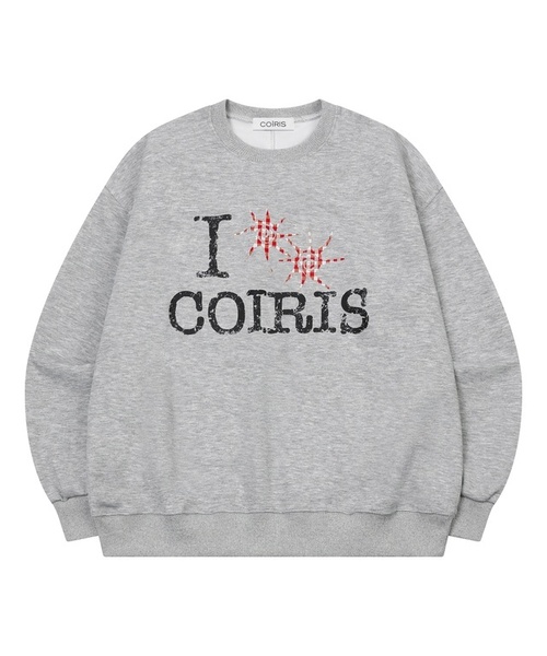 COIRIS(コイリス)の「スルー ヴィンテージ チェック ロゴ スウェット 男女共用 (2カラー)(スウェット・レディース・グレー/チャコール・FREE)」の2枚目の写真