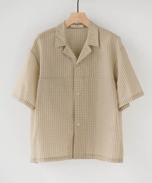 PUBLIC TOKYO(パブリックトウキョウ)の「シアーショートスリーブシャツ /通気性/ウォッシャブル/夏服/防シワ(シャツ/ブラウス・メンズ・チェック/ブルー/ライトブルー/ライトグレー・2/1)」の1枚目の写真