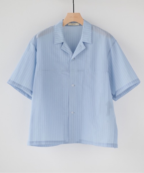 PUBLIC TOKYO(パブリックトウキョウ)の「シアーショートスリーブシャツ /通気性/ウォッシャブル/夏服/防シワ(シャツ/ブラウス・メンズ・チェック/ブルー/ライトブルー/ライトグレー・2/1)」の3枚目の写真