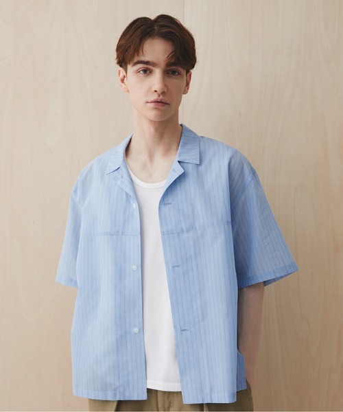 PUBLIC TOKYO(パブリックトウキョウ)の「シアーショートスリーブシャツ /通気性/ウォッシャブル/夏服/防シワ(シャツ/ブラウス・メンズ・チェック/ブルー/ライトブルー/ライトグレー・2/1)」の14枚目の写真