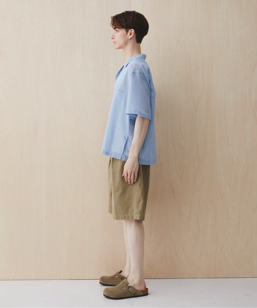 PUBLIC TOKYO(パブリックトウキョウ)の「シアーショートスリーブシャツ /通気性/ウォッシャブル/夏服/防シワ(シャツ/ブラウス・メンズ・チェック/ブルー/ライトブルー/ライトグレー・2/1)」の19枚目の写真