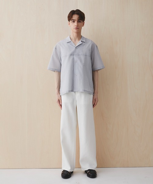 PUBLIC TOKYO(パブリックトウキョウ)の「シアーショートスリーブシャツ /通気性/ウォッシャブル/夏服/防シワ(シャツ/ブラウス・メンズ・チェック/ブルー/ライトブルー/ライトグレー・2/1)」の13枚目の写真