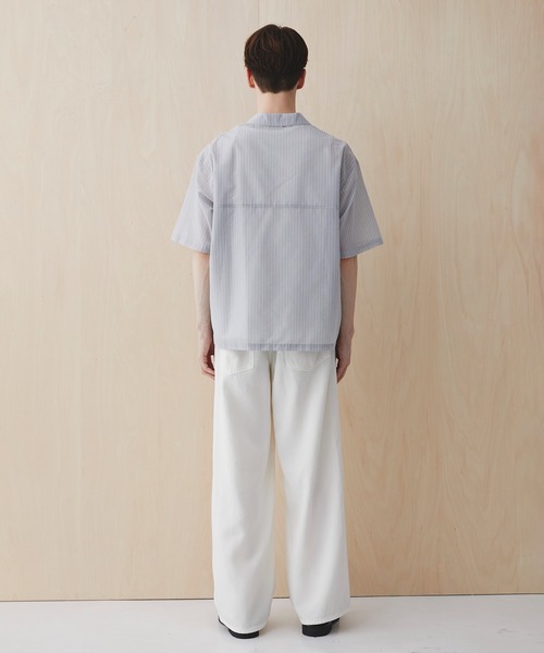 PUBLIC TOKYO(パブリックトウキョウ)の「シアーショートスリーブシャツ /通気性/ウォッシャブル/夏服/防シワ(シャツ/ブラウス・メンズ・チェック/ブルー/ライトブルー/ライトグレー・2/1)」の11枚目の写真