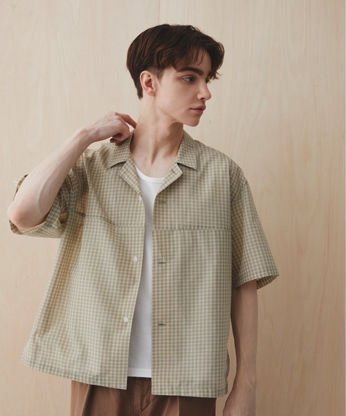 PUBLIC TOKYO(パブリックトウキョウ)の「シアーショートスリーブシャツ /通気性/ウォッシャブル/夏服/防シワ(シャツ/ブラウス・メンズ・チェック/ブルー/ライトブルー/ライトグレー・2/1)」の22枚目の写真