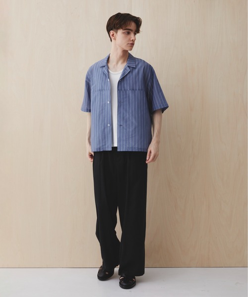 PUBLIC TOKYO(パブリックトウキョウ)の「シアーショートスリーブシャツ /通気性/ウォッシャブル/夏服/防シワ(シャツ/ブラウス・メンズ・チェック/ブルー/ライトブルー/ライトグレー・2/1)」の7枚目の写真