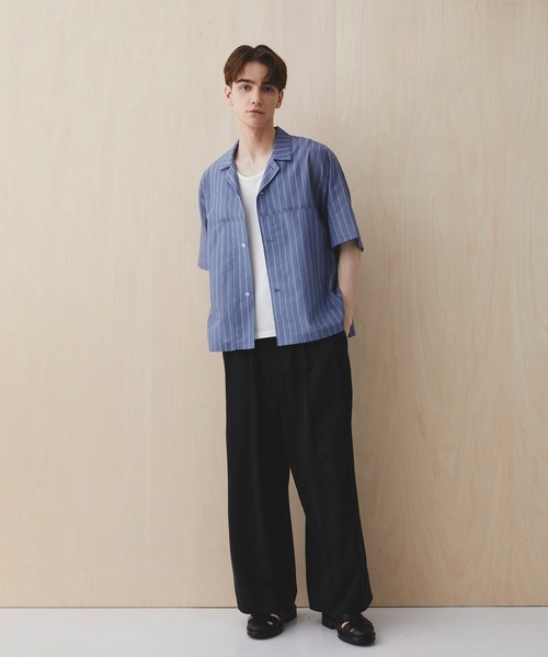 PUBLIC TOKYO(パブリックトウキョウ)の「シアーショートスリーブシャツ /通気性/ウォッシャブル/夏服/防シワ(シャツ/ブラウス・メンズ・チェック/ブルー/ライトブルー/ライトグレー・2/1)」の6枚目の写真