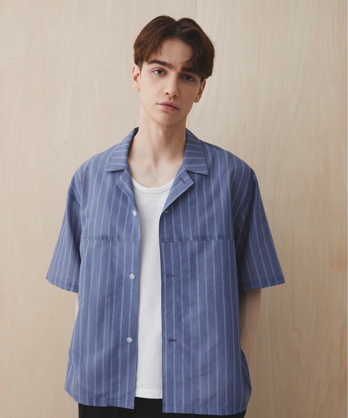 PUBLIC TOKYO(パブリックトウキョウ)の「シアーショートスリーブシャツ /通気性/ウォッシャブル/夏服/防シワ(シャツ/ブラウス・メンズ・チェック/ブルー/ライトブルー/ライトグレー・2/1)」の9枚目の写真