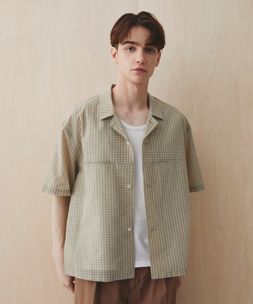 PUBLIC TOKYO(パブリックトウキョウ)の「シアーショートスリーブシャツ /通気性/ウォッシャブル/夏服/防シワ(シャツ/ブラウス・メンズ・チェック/ブルー/ライトブルー/ライトグレー・2/1)」の21枚目の写真