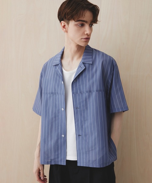 PUBLIC TOKYO(パブリックトウキョウ)の「シアーショートスリーブシャツ /通気性/ウォッシャブル/夏服/防シワ(シャツ/ブラウス・メンズ・チェック/ブルー/ライトブルー/ライトグレー・2/1)」の10枚目の写真