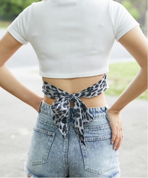 GORGE(ゴージ)の「《バックリボン×レオパード柄》カットソー/Y2K×韓国風/春夏/全3色(Tシャツ/カットソー・レディース・グレー/オフホワイト/ブラック・F)」の8枚目の写真