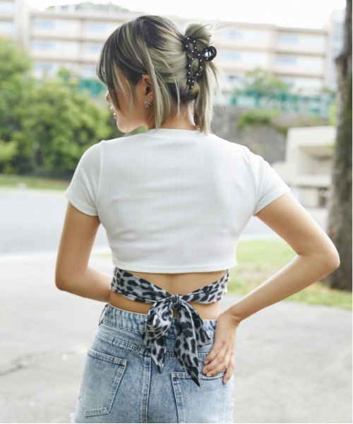 GORGE(ゴージ)の「《バックリボン×レオパード柄》カットソー/Y2K×韓国風/春夏/全3色(Tシャツ/カットソー・レディース・グレー/オフホワイト/ブラック・F)」の9枚目の写真