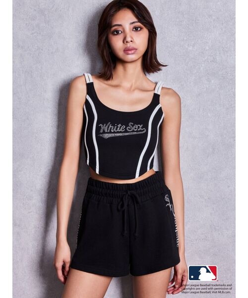 MLB（メジャーリーグベースボール）の「GYDA［MLB］bijou logoショートパンツ【セットアップ着用可能】（その他パンツ・レディース・ブラック/オフホワイト/グレー・FREE）」の5枚目の写真