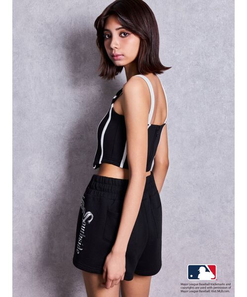 MLB（メジャーリーグベースボール）の「GYDA［MLB］bijou logoショートパンツ【セットアップ着用可能】（その他パンツ・レディース・ブラック/オフホワイト/グレー・FREE）」の6枚目の写真