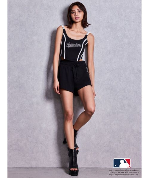 MLB（メジャーリーグベースボール）の「GYDA［MLB］bijou logoショートパンツ【セットアップ着用可能】（その他パンツ・レディース・ブラック/オフホワイト/グレー・FREE）」の7枚目の写真