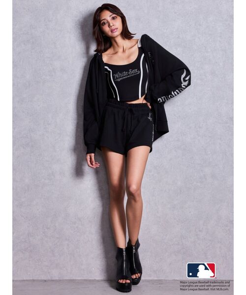 MLB（メジャーリーグベースボール）の「GYDA［MLB］bijou logoショートパンツ【セットアップ着用可能】（その他パンツ・レディース・ブラック/オフホワイト/グレー・FREE）」の10枚目の写真
