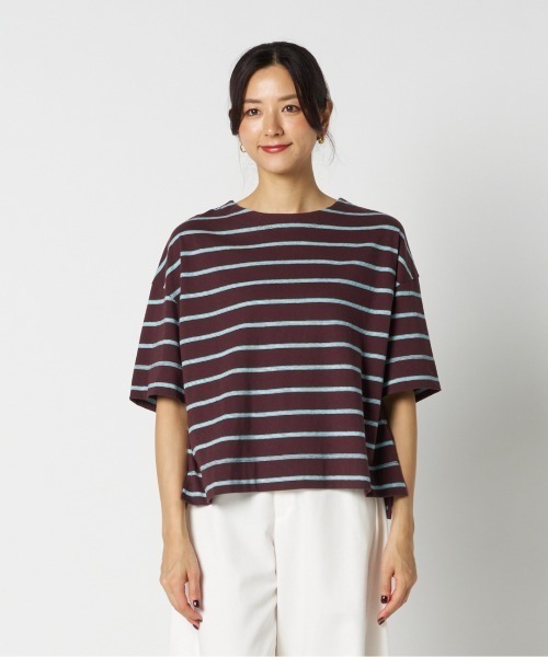 HELIOPOLE(エリオポール)の「RETRO MULTI BORDER TEE / レトロ マルチボーダー Tシャツ(Tシャツ/カットソー・レディース・ブルー/ダークブラウン・38)」の9枚目の写真