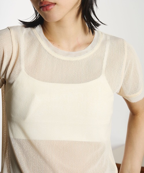 ROSE BUD(ローズバッド)の「OKIRAKU×ROSEBUD/MESH TEE(シャツ/ブラウス・レディース・グレー/オフホワイト・ONE SIZE)」の2枚目の写真