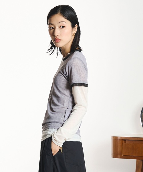 ROSE BUD(ローズバッド)の「OKIRAKU×ROSEBUD/MESH TEE(シャツ/ブラウス・レディース・グレー/オフホワイト・ONE SIZE)」の3枚目の写真