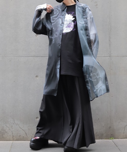 REZEN(リゼン)の「風神雷神シアーロングシャツ(シャツ/ブラウス・メンズ・ブルーパープル/ローズ/ライトグレー・MEDIUM/LARGE)」の7枚目の写真