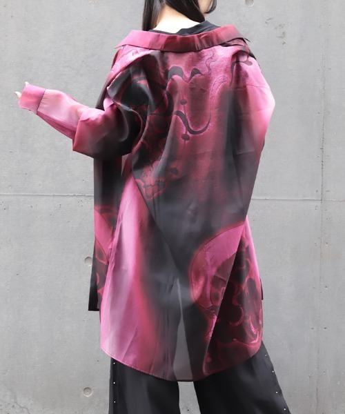 REZEN(リゼン)の「風神雷神シアーロングシャツ(シャツ/ブラウス・メンズ・ブルーパープル/ローズ/ライトグレー・MEDIUM/LARGE)」の14枚目の写真