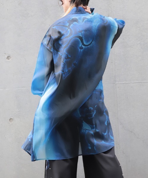 REZEN(リゼン)の「風神雷神シアーロングシャツ(シャツ/ブラウス・メンズ・ブルーパープル/ローズ/ライトグレー・MEDIUM/LARGE)」の18枚目の写真