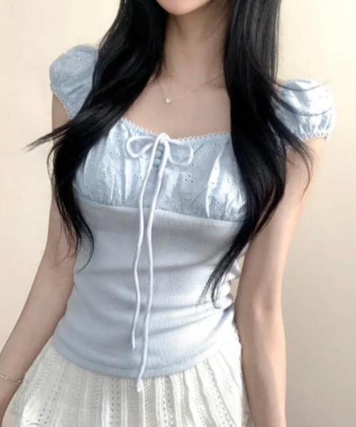 semplice(センプリチェ)の「Tシャツ【韓国ファッション】(Tシャツ/カットソー・レディース・ブルー/ブラウン/ホワイト・F)」の15枚目の写真
