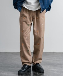 HOUSTON TWILL ALLOVER EMB EASY PANTS コットンツイル総柄刺繍イージーテーパードチノパンツ