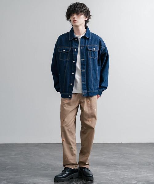 HOUSTON（ヒューストン）の「HOUSTON TWILL ALLOVER EMB EASY PANTS コットンツイル総柄刺繍イージーテーパードチノパンツ（チノパンツ・メンズ・ブラック/ベージュ/ナチュラル・XL/L/M）」の17枚目の写真