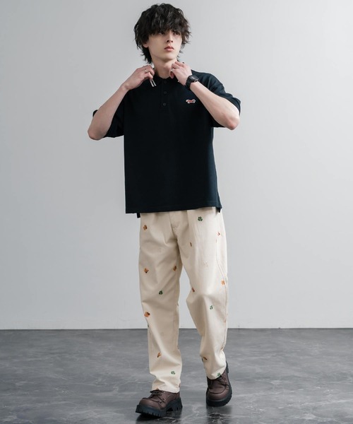 HOUSTON（ヒューストン）の「HOUSTON TWILL ALLOVER EMB EASY PANTS コットンツイル総柄刺繍イージーテーパードチノパンツ（チノパンツ・メンズ・ブラック/ベージュ/ナチュラル・XL/L/M）」の22枚目の写真