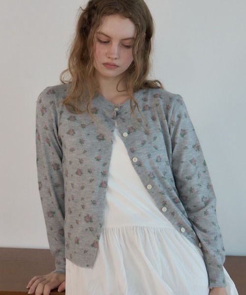 Birthday room（バースデイルーム）の「フラワーニットカーディガン/Floral Knit Cardigan（ニット/セーター・レディース・アイボリー/グレー・FREE）」の19枚目の写真