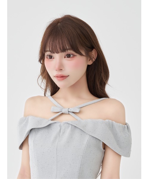 Darich(ダーリッチ)の「ツイードクロスリボンプリーツミニワンピース(ワンピース・レディース・ブラック/ホワイト/グレー/ピンク・FREE/FL)」の14枚目の写真