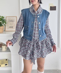 ティアードフリルチュニックシャツワンピース