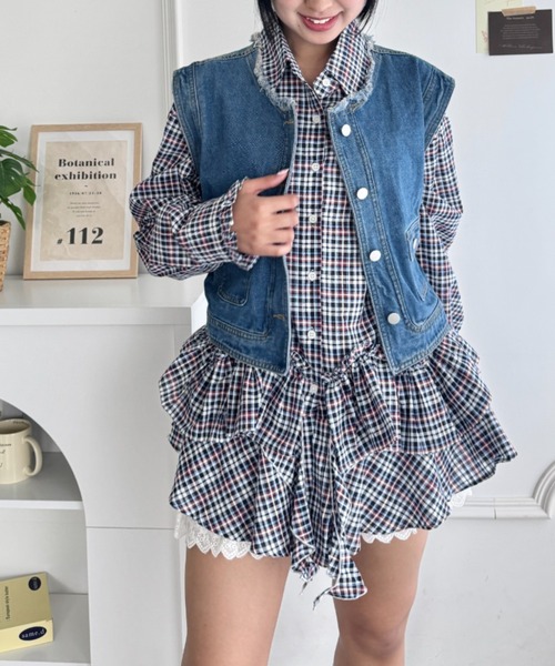 SOLLON.(ソルロン)の「ティアードフリルチュニックシャツワンピース(シャツ/ブラウス・レディース・ブルー系その他/ブラック系その他/ホワイト系その他/ホワイト・FREE)」の13枚目の写真