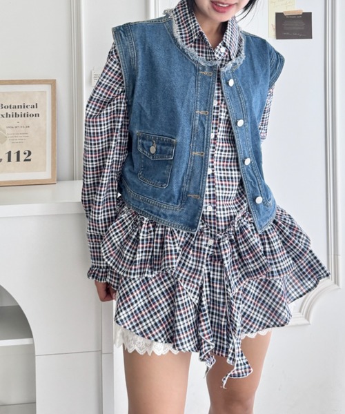 SOLLON.(ソルロン)の「ティアードフリルチュニックシャツワンピース(シャツ/ブラウス・レディース・ブルー系その他/ブラック系その他/ホワイト系その他/ホワイト・FREE)」の12枚目の写真
