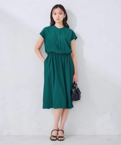 a.v.v（アーヴェヴェ）の「【洗える】バンドカラーワンピース（ワンピース・レディース・ネイビー/グリーン・38/40）」の3枚目の写真