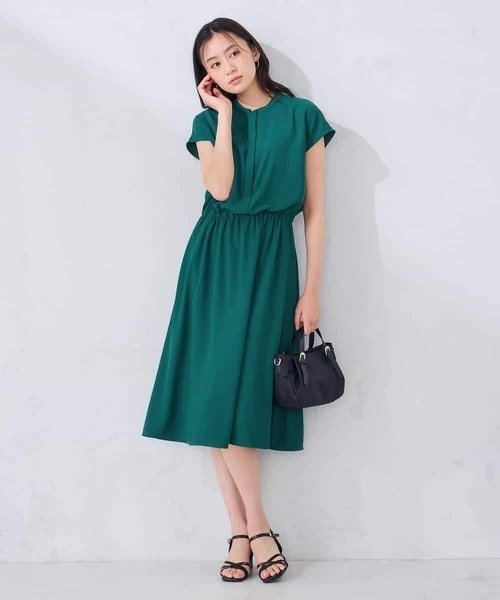 a.v.v（アーヴェヴェ）の「【洗える】バンドカラーワンピース（ワンピース・レディース・ネイビー/グリーン・38/40）」の5枚目の写真