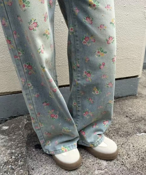 mebole(メボレ)の「flower print wide leg denim pants(デニムパンツ・レディース・ブルー・SMALL/MEDIUM)」の19枚目の写真