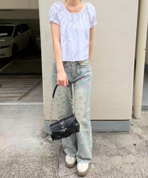 mebole(メボレ)の「flower print wide leg denim pants(デニムパンツ・レディース・ブルー・SMALL/MEDIUM)」の22枚目の写真