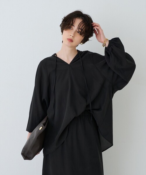 Rouge vif(ルージュヴィフ)の「【セットアップ対応】フィブリルスキッパーブラウス(シャツ/ブラウス・レディース・ブラック/ブラウン・フリー)」の5枚目の写真