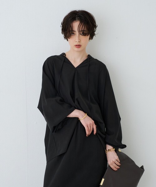 Rouge vif(ルージュヴィフ)の「【セットアップ対応】フィブリルスキッパーブラウス(シャツ/ブラウス・レディース・ブラック/ブラウン・フリー)」の6枚目の写真