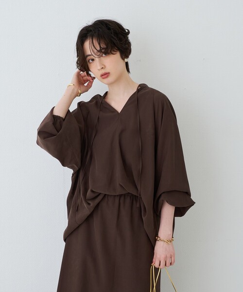 Rouge vif(ルージュヴィフ)の「【セットアップ対応】フィブリルスキッパーブラウス(シャツ/ブラウス・レディース・ブラック/ブラウン・フリー)」の10枚目の写真