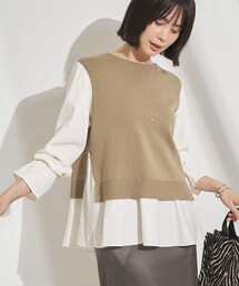 【洗える／1枚でコーデ完成】重ね着風ニットトップス