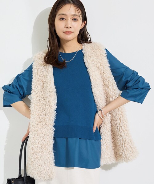 INDIVI(インディヴィ)の「【洗える/1枚でコーデ完成】重ね着風ニットトップス(Tシャツ/カットソー・レディース・ブルー系その他/ベージュ系その他2/ブラック系4/ネイビー系4・38/34/15 /13/05/19)」の6枚目の写真