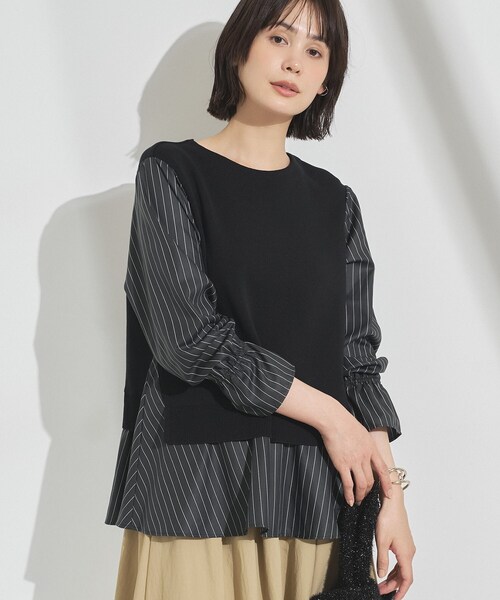 INDIVI(インディヴィ)の「【洗える/1枚でコーデ完成】重ね着風ニットトップス(Tシャツ/カットソー・レディース・ブルー系その他/ベージュ系その他2/ブラック系4/ネイビー系4・38/34/15 /13/05/19)」の10枚目の写真