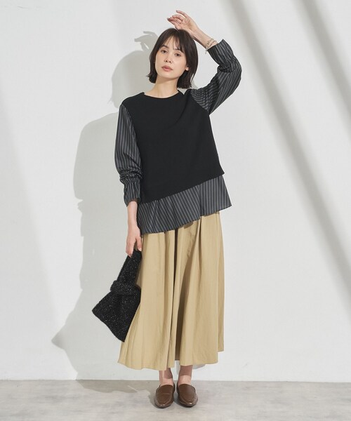INDIVI(インディヴィ)の「【洗える/1枚でコーデ完成】重ね着風ニットトップス(Tシャツ/カットソー・レディース・ブルー系その他/ベージュ系その他2/ブラック系4/ネイビー系4・38/34/15 /13/05/19)」の11枚目の写真