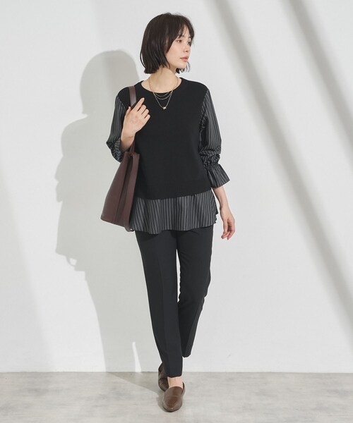 INDIVI(インディヴィ)の「【洗える/1枚でコーデ完成】重ね着風ニットトップス(Tシャツ/カットソー・レディース・ブルー系その他/ベージュ系その他2/ブラック系4/ネイビー系4・38/34/15 /13/05/19)」の12枚目の写真