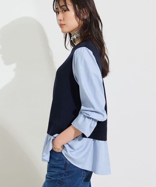 INDIVI(インディヴィ)の「【洗える/1枚でコーデ完成】重ね着風ニットトップス(Tシャツ/カットソー・レディース・ブルー系その他/ベージュ系その他2/ブラック系4/ネイビー系4・38/34/15 /13/05/19)」の18枚目の写真