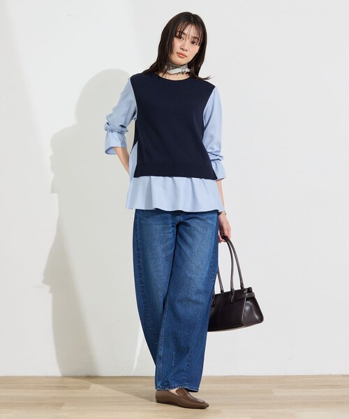 INDIVI(インディヴィ)の「【洗える/1枚でコーデ完成】重ね着風ニットトップス(Tシャツ/カットソー・レディース・ブルー系その他/ベージュ系その他2/ブラック系4/ネイビー系4・38/34/15 /13/05/19)」の19枚目の写真