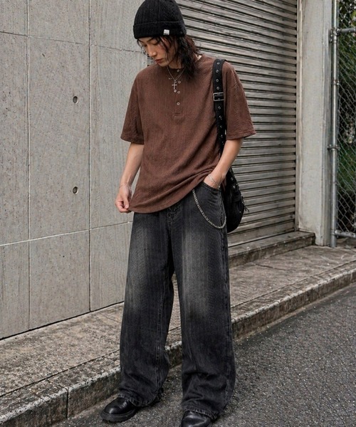VIBGYOR（ヴィブジョー）の「【Bls】 【ZM】【Bling Leads】ランダムテレコ ヘンリーネックTEE(BL)（Tシャツ/カットソー・レディース・ブラック/チャコールグレー/ブラウン/グレイッシュベージュ・MEDIUM/LARGE）」の6枚目の写真